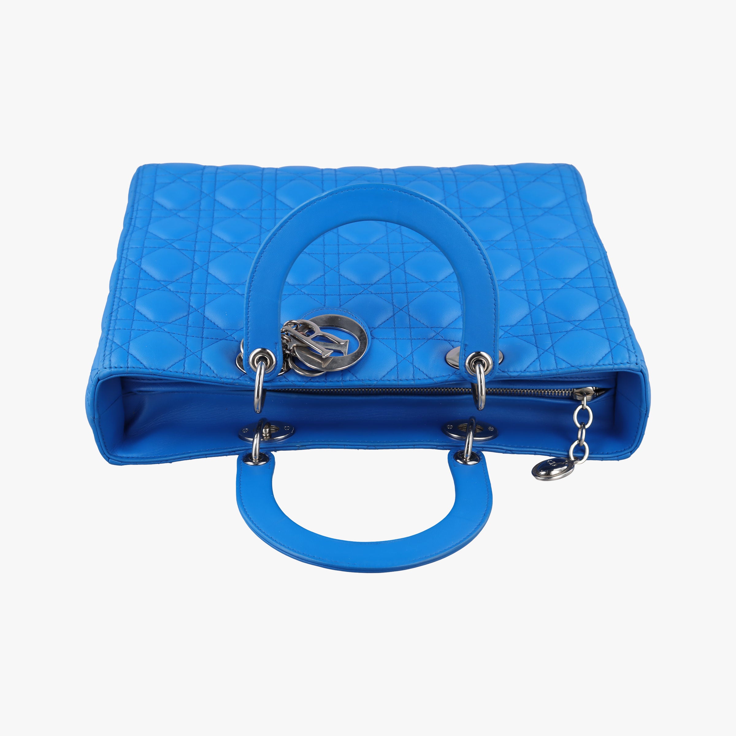 Pre-owned Christian Dior Lady Dior Blue lambskin  shoulderbag | stylenewstar