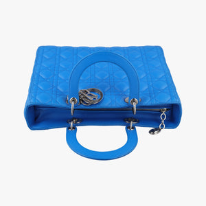 Pre-owned Christian Dior Lady Dior Blue lambskin  shoulderbag | stylenewstar