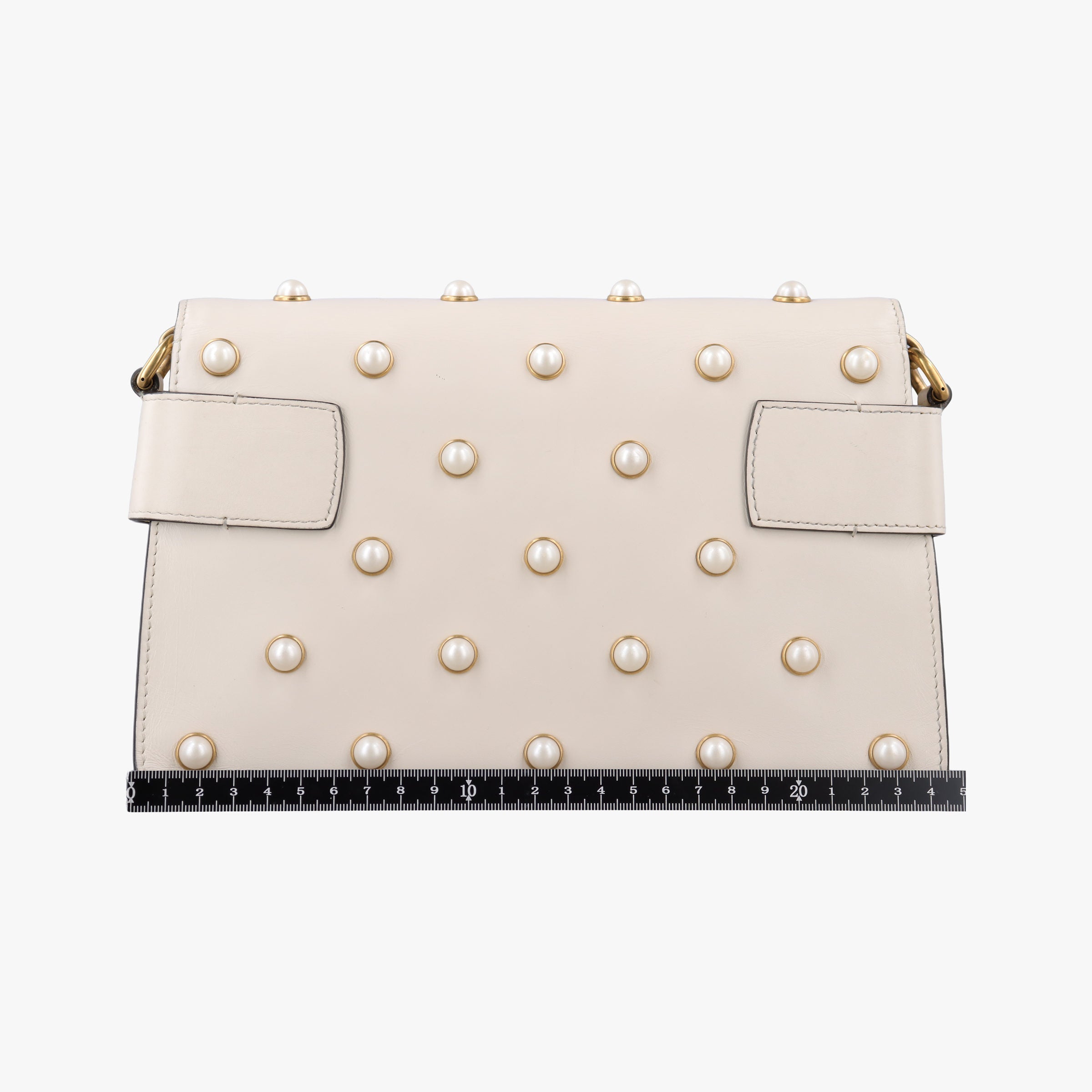 Pre-owned Gucci Broadway Pearl Bee White Leather 453778 shoulderbag | stylenewstar