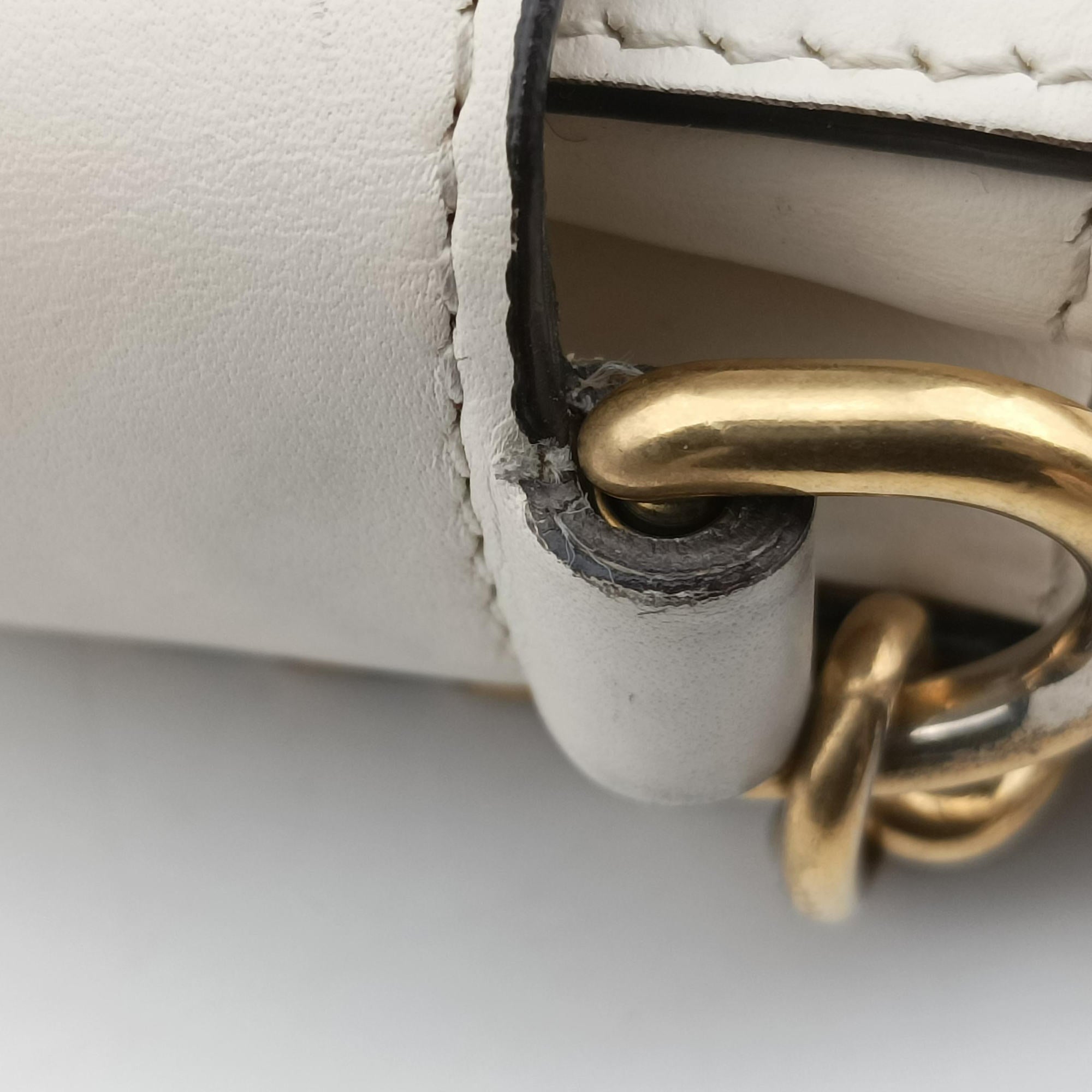 Pre-owned Gucci Broadway Pearl Bee White Leather 453778 shoulderbag | stylenewstar