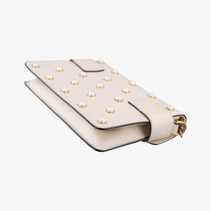 Pre-owned Gucci Broadway Pearl Bee White Leather 453778 shoulderbag | stylenewstar