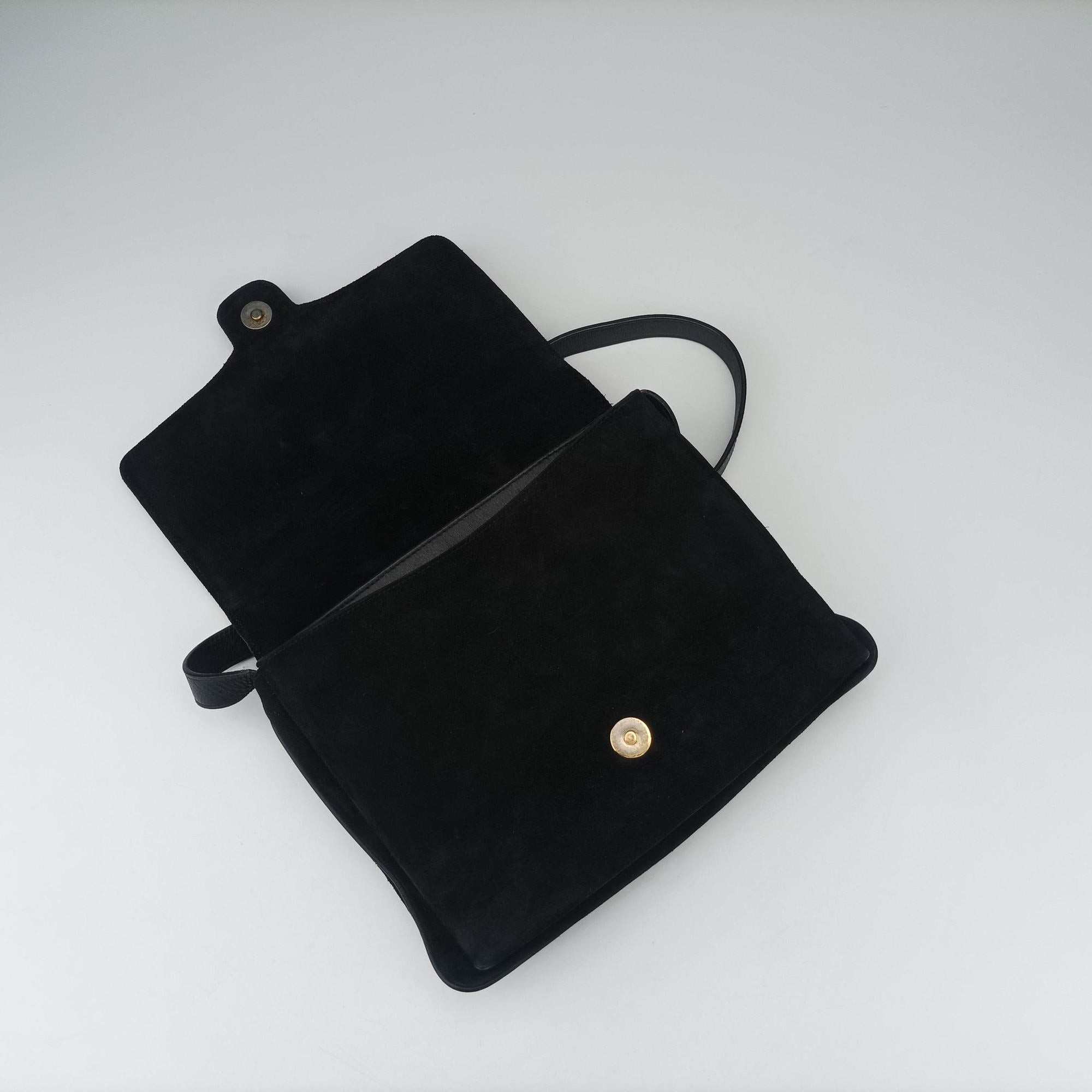 Pre-owned Gucci Arli Black Suede×leather 550126 shoulderbag | stylenewstar