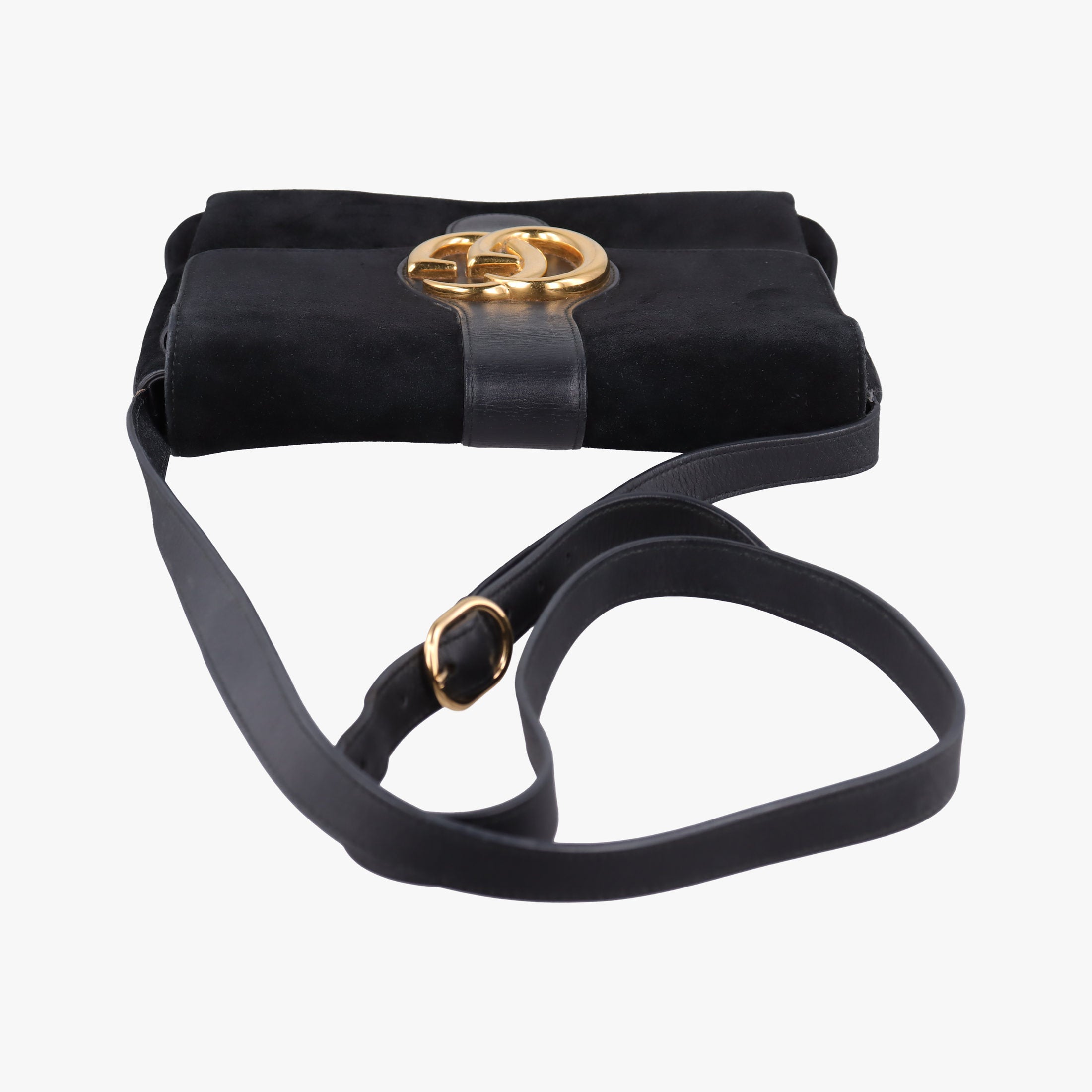 Pre-owned Gucci Arli Black Suede×leather 550126 shoulderbag | stylenewstar