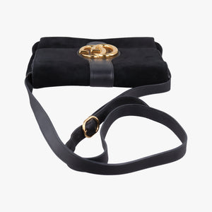 Pre-owned Gucci Arli Black Suede×leather 550126 shoulderbag | stylenewstar