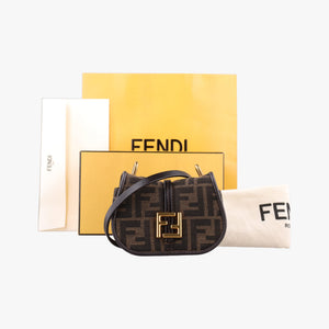 Pre-owned Fendi C'mon Small Brown canvas 7AS219 shoulderbag | stylenewstar