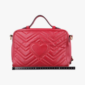 Pre-owned Gucci GG Marmont Red Leather 498100 shoulderbag | stylenewstar