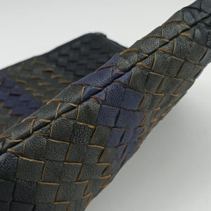 Vintage Bottega Veneta Intrecciato Dark Gray × Blue lambskin  shoulderbag | stylenewstar
