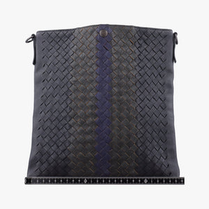 Vintage Bottega Veneta Intrecciato Dark Gray × Blue lambskin  shoulderbag | stylenewstar