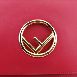 Pre-owned Fendi Kan I F Red Leather 8BT284 shoulderbag | stylenewstar