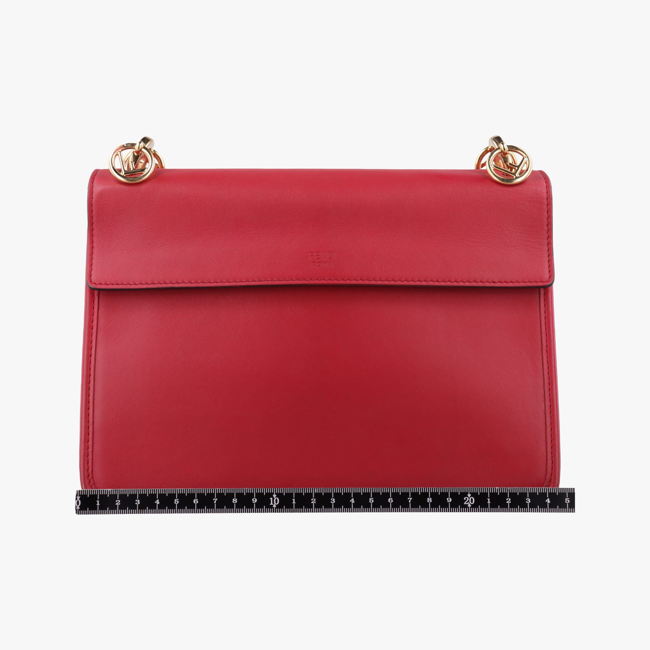 Pre-owned Fendi Kan I F Red Leather 8BT284 shoulderbag | stylenewstar