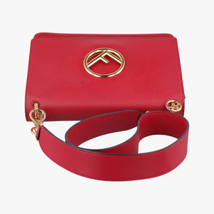 Pre-owned Fendi Kan I F Red Leather 8BT284 shoulderbag | stylenewstar