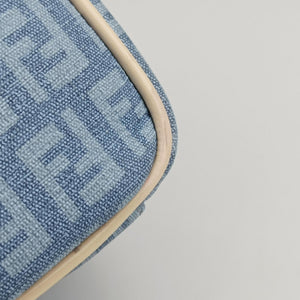 Pre-owned Fendi Zucchino Glitter Logo Blue PVC coated canvas 8BL068 handbag | stylenewstar
