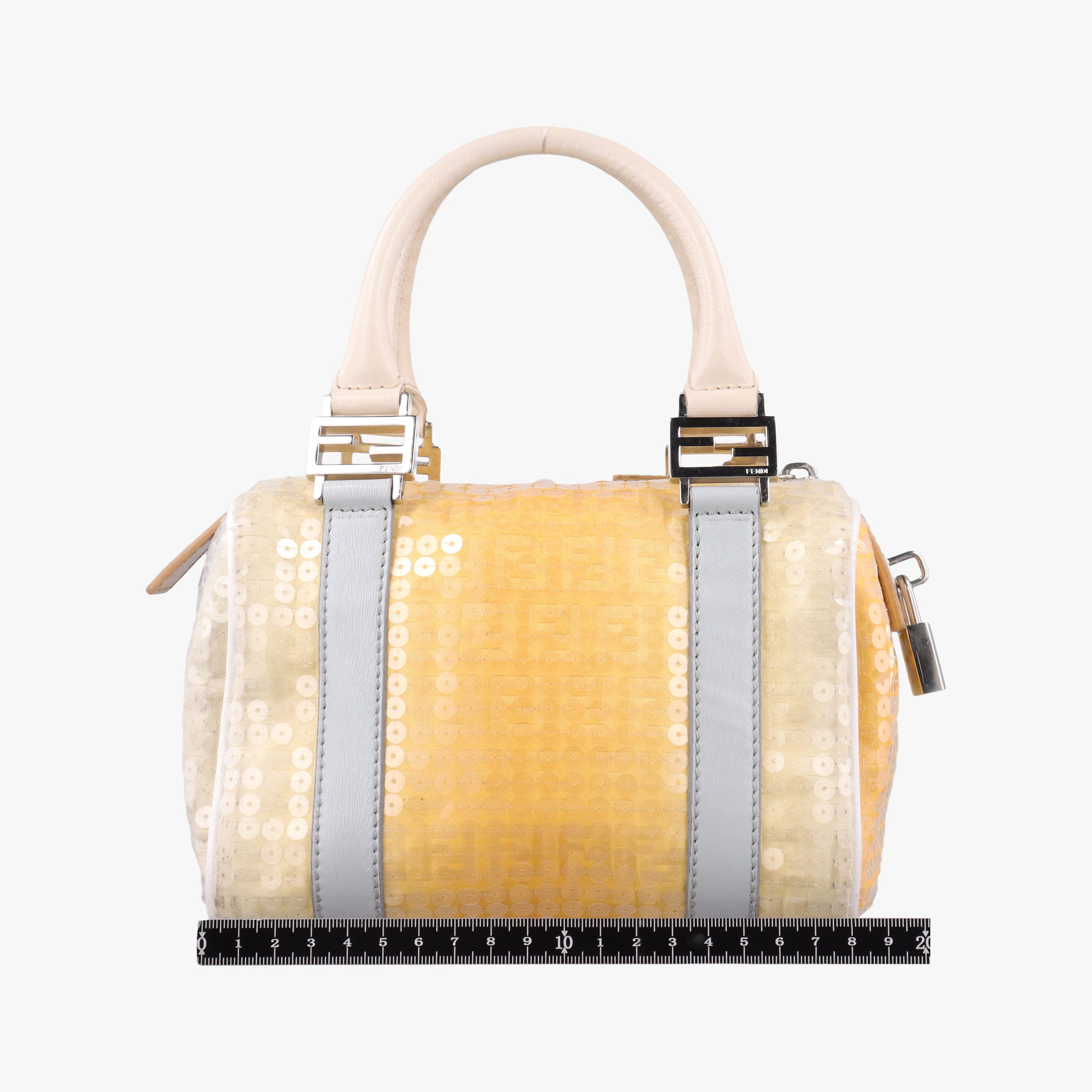 Pre-owned Fendi Zucchino Glitter Logo Yellow×Multicolour sequins 8BL071 handbag | stylenewstar