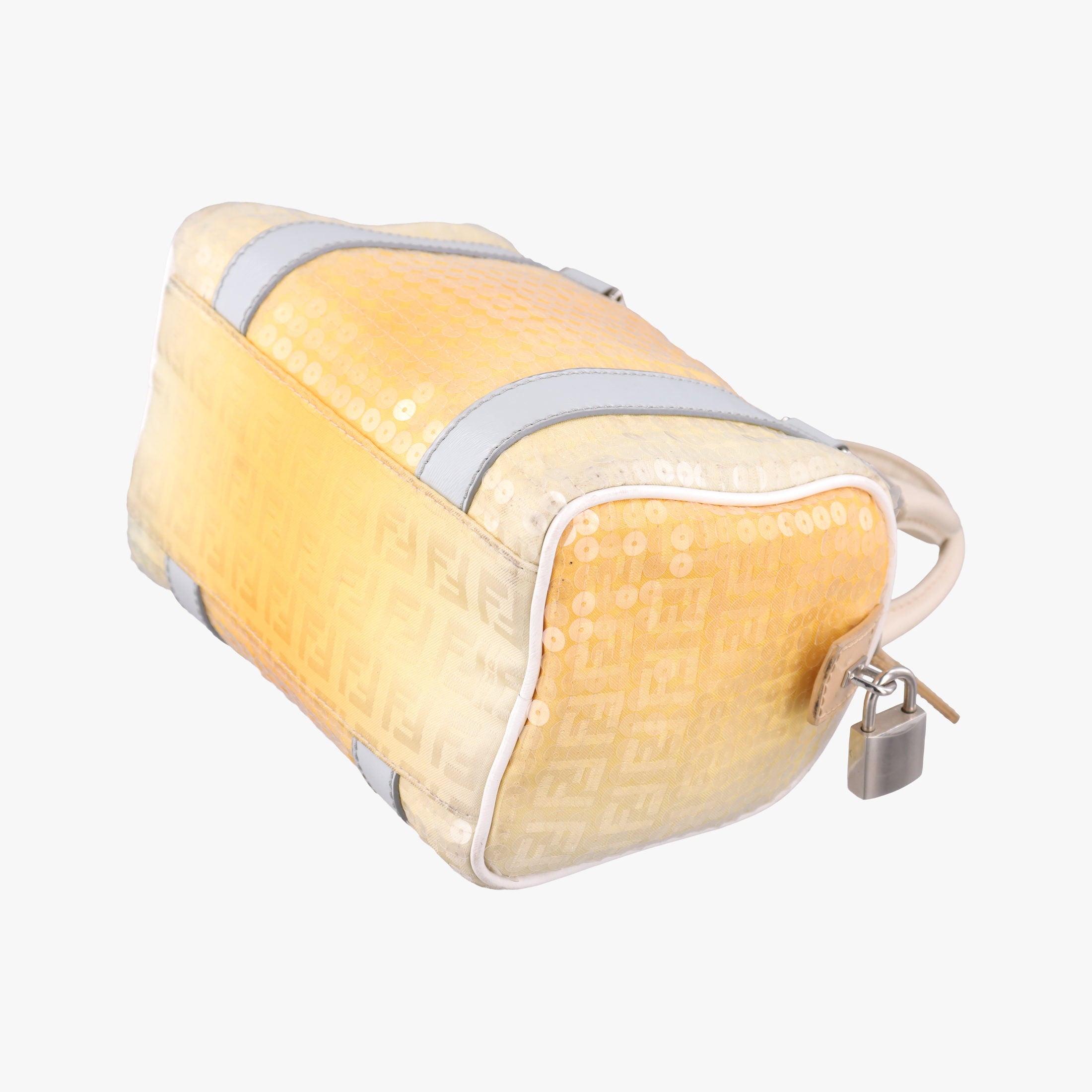 Pre-owned Fendi Zucchino Glitter Logo Yellow×Multicolour sequins 8BL071 handbag | stylenewstar
