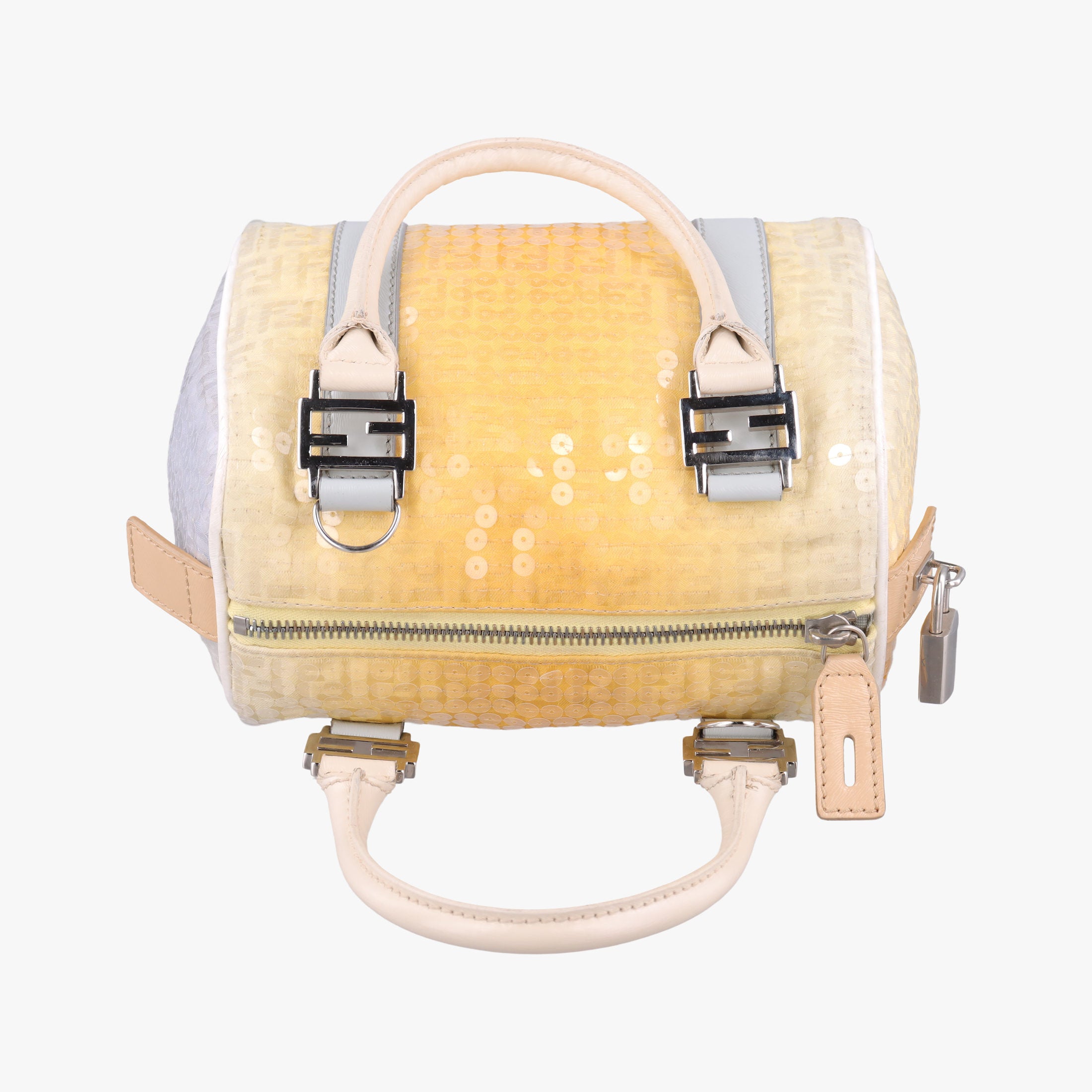 Pre-owned Fendi Zucchino Glitter Logo Yellow×Multicolour sequins 8BL071 handbag | stylenewstar