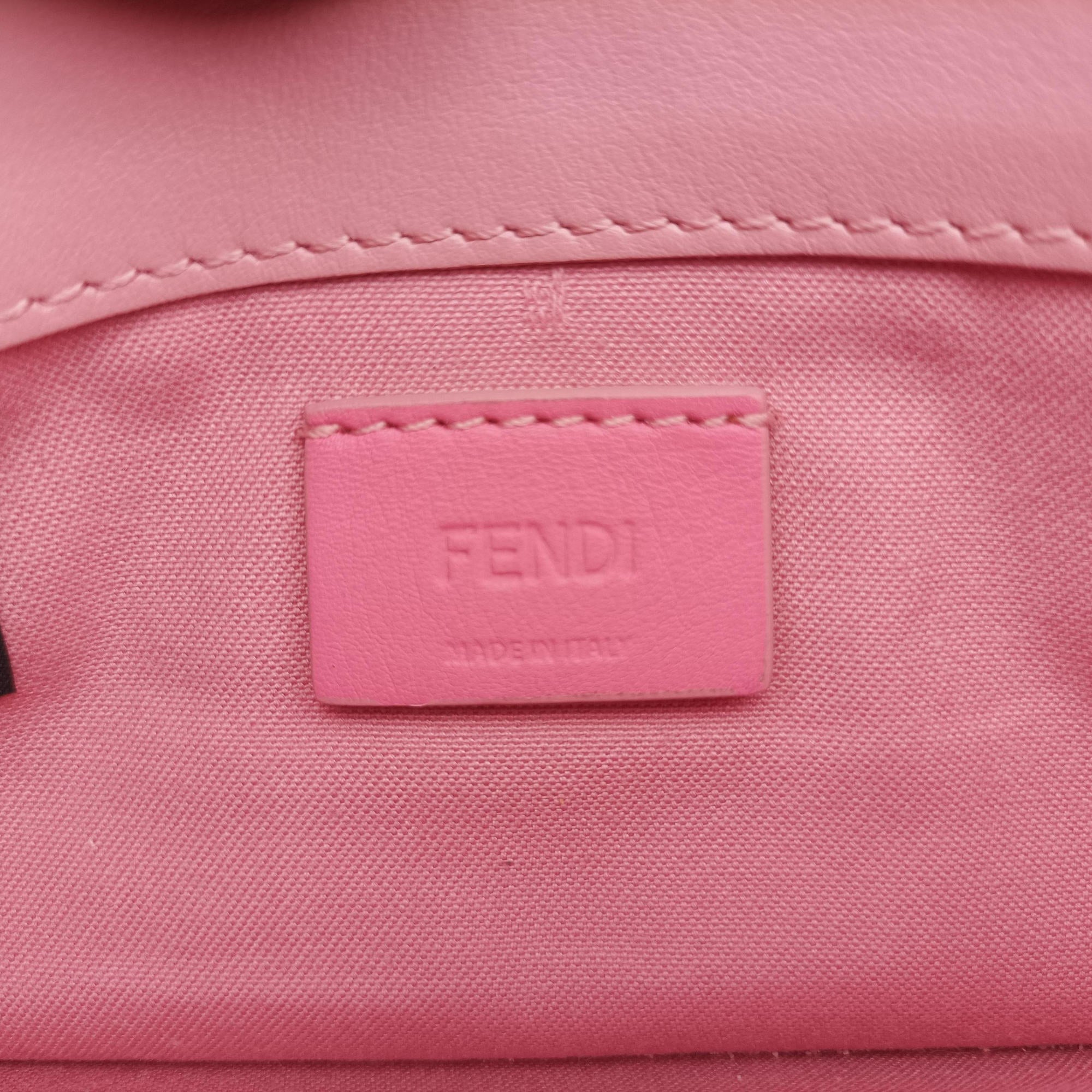 Pre-owned Fendi Monster Eyes Continental pink×Multicolour Leather 8M0346 shoulderbag | stylenewstar