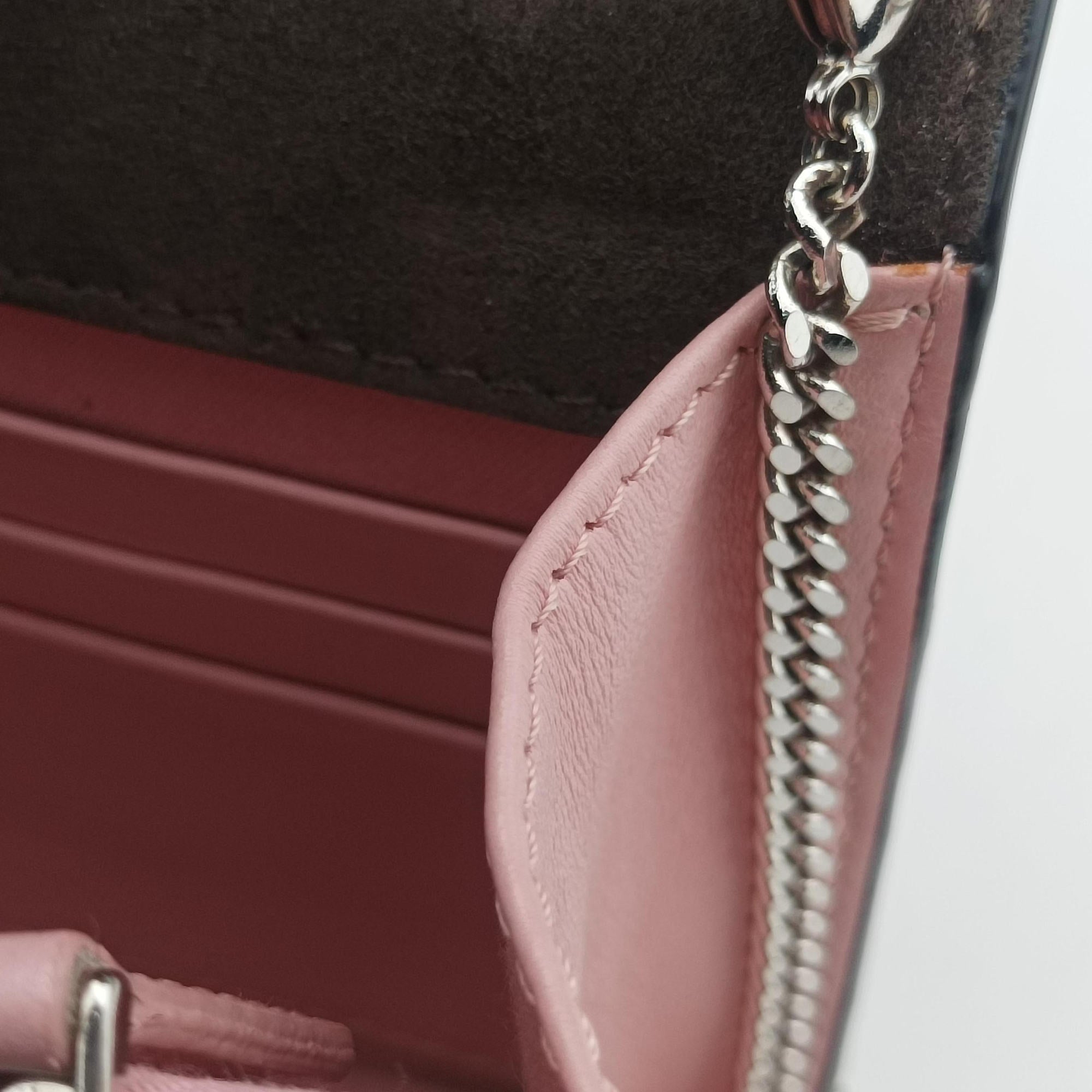 Pre-owned Fendi Monster Eyes Continental pink×Multicolour Leather 8M0346 shoulderbag | stylenewstar
