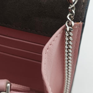 Pre-owned Fendi Monster Eyes Continental pink×Multicolour Leather 8M0346 shoulderbag | stylenewstar