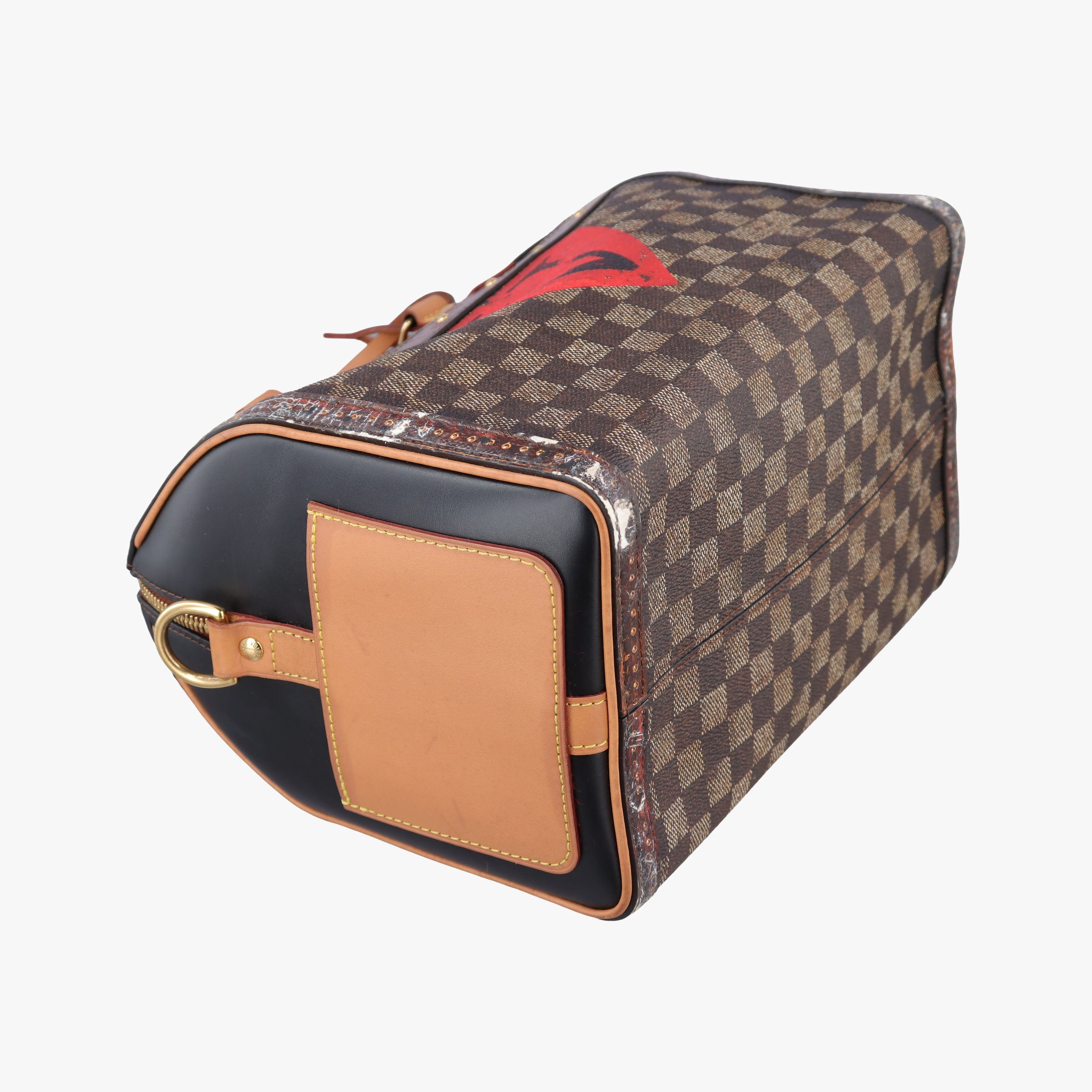 Pre-owned Louis Vuitton Time Trunk Speedy Bandouliere 25 Damier Ebene × Rouge Transformed Damier Canvas M52249 shoulderbag | stylenewstar