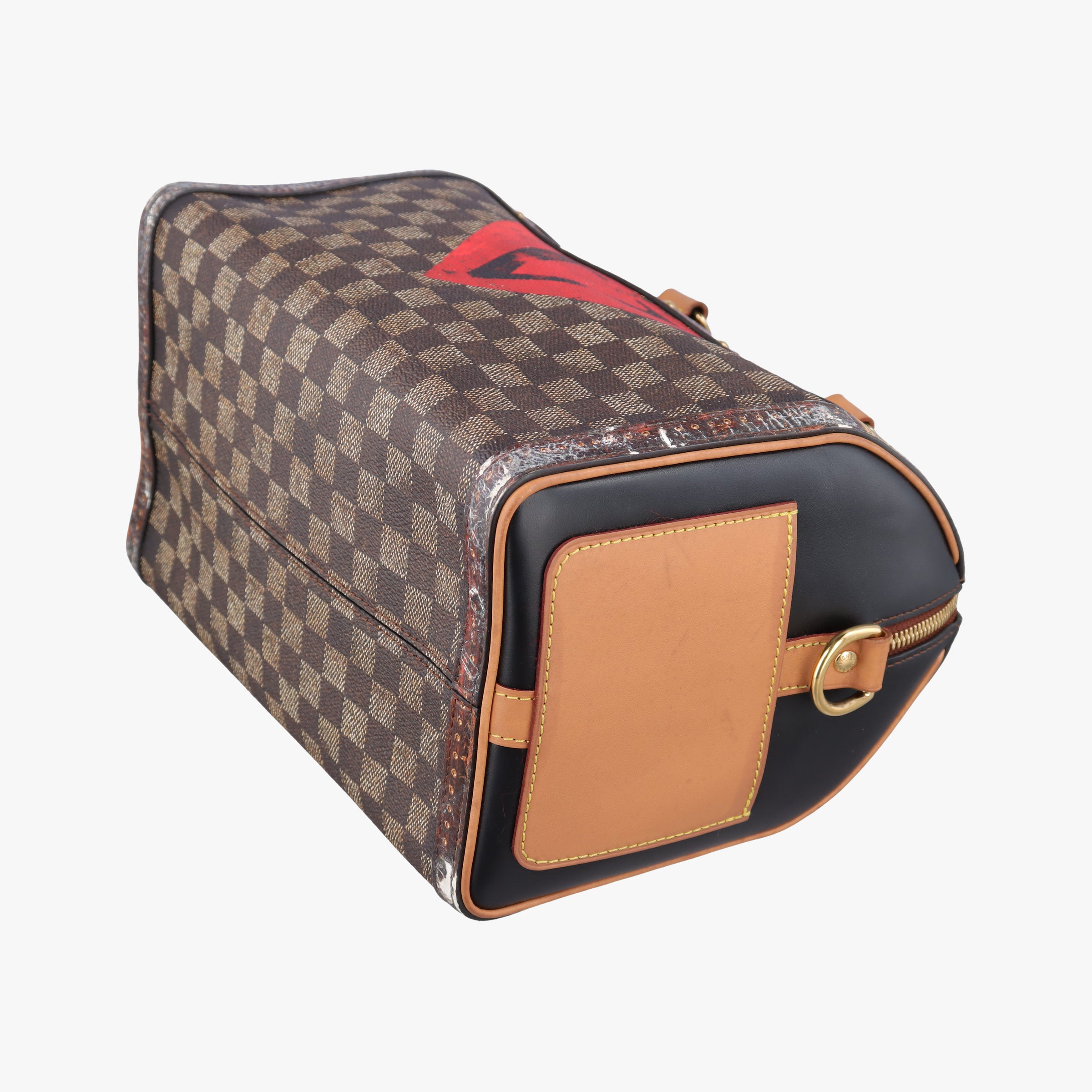 Pre-owned Louis Vuitton Time Trunk Speedy Bandouliere 25 Damier Ebene × Rouge Transformed Damier Canvas M52249 shoulderbag | stylenewstar