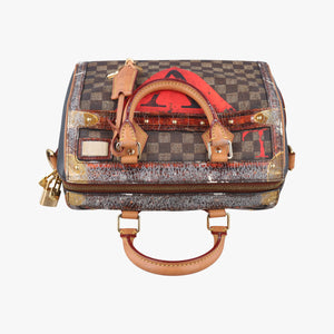 Pre-owned Louis Vuitton Time Trunk Speedy Bandouliere 25 Damier Ebene × Rouge Transformed Damier Canvas M52249 shoulderbag | stylenewstar