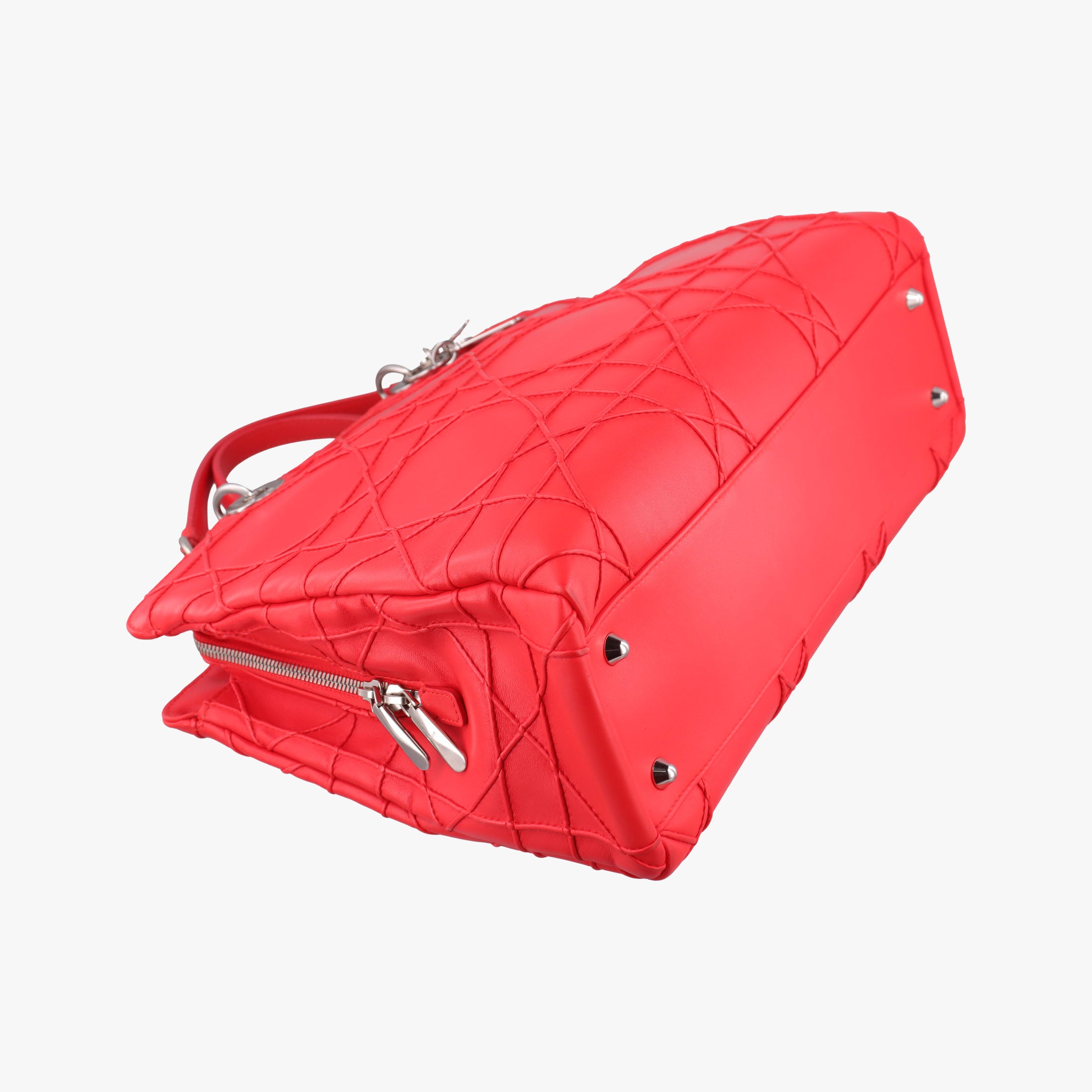 Pre-owned Christian Dior Lady Dior Cannage Soft Red Lambskin  handbag | stylenewstar