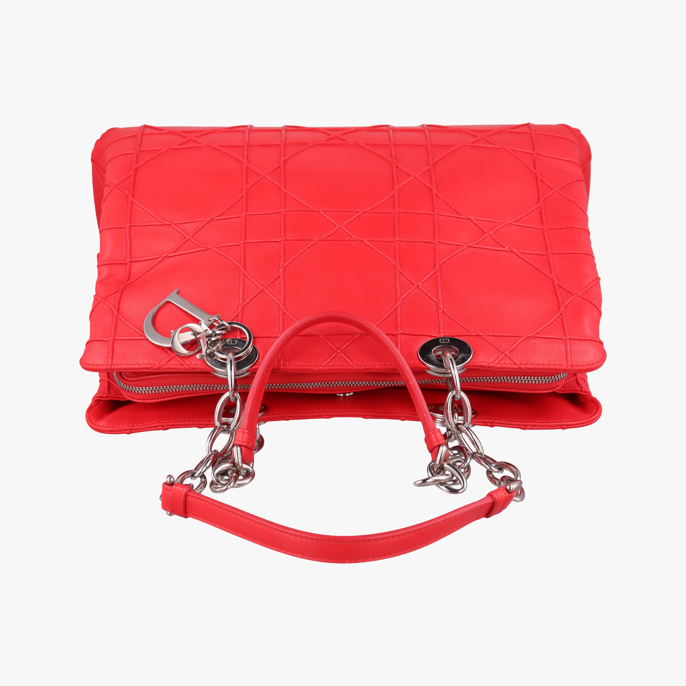 Pre-owned Christian Dior Lady Dior Cannage Soft Red Lambskin  handbag | stylenewstar