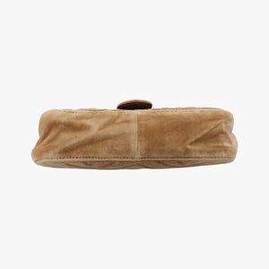 Pre-owned Gucci GG Marmont khaki velour 443497 shoulderbag | stylenewstar