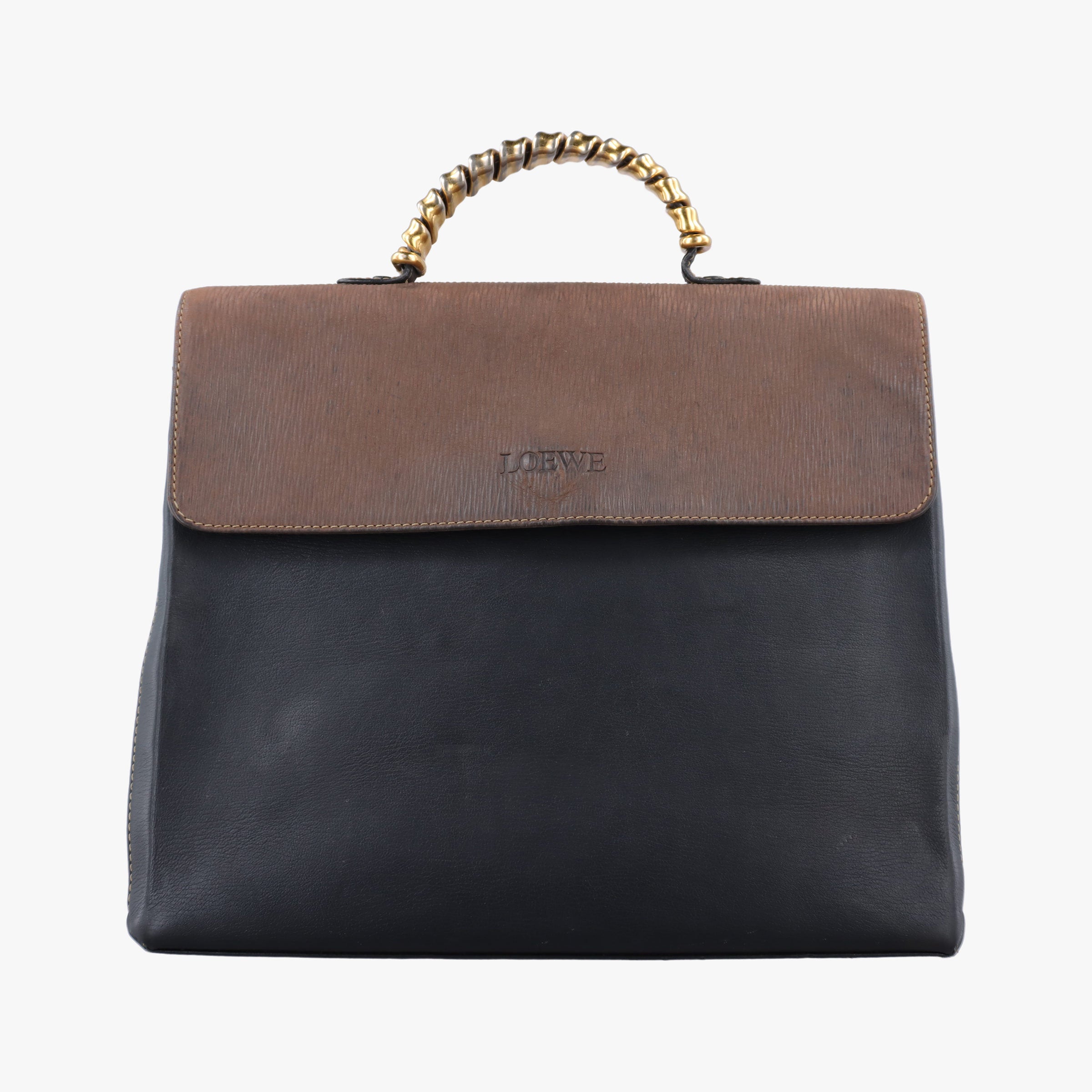 Vintage Loewe Velazquez Brown × Black Calfskin  handbag | stylenewstar