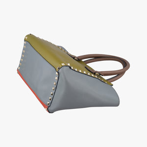 Pre-owned Valentino Rockstud Orange × Gray Leather  shoulderbag | stylenewstar