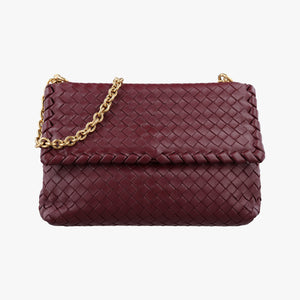 Pre-owned Bottega Veneta Intrecciato Olimpia Burgundy lambskin  shoulderbag | stylenewstar