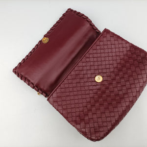 Pre-owned Bottega Veneta Intrecciato Olimpia Burgundy lambskin  shoulderbag | stylenewstar