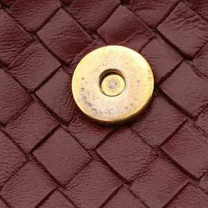 Pre-owned Bottega Veneta Intrecciato Olimpia Burgundy lambskin  shoulderbag | stylenewstar