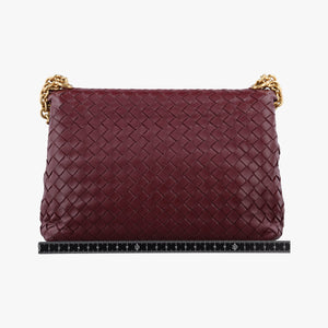 Pre-owned Bottega Veneta Intrecciato Olimpia Burgundy lambskin  shoulderbag | stylenewstar
