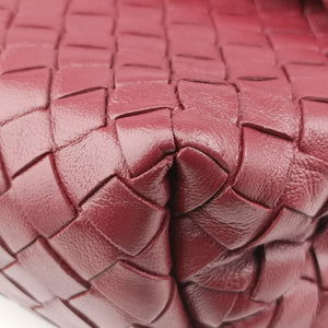 Pre-owned Bottega Veneta Intrecciato Olimpia Burgundy lambskin  shoulderbag | stylenewstar