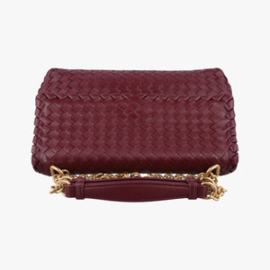 Pre-owned Bottega Veneta Intrecciato Olimpia Burgundy lambskin  shoulderbag | stylenewstar