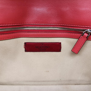 Pre-owned Valentino Rockstud Glam Lock Red Leather  shoulderbag | stylenewstar