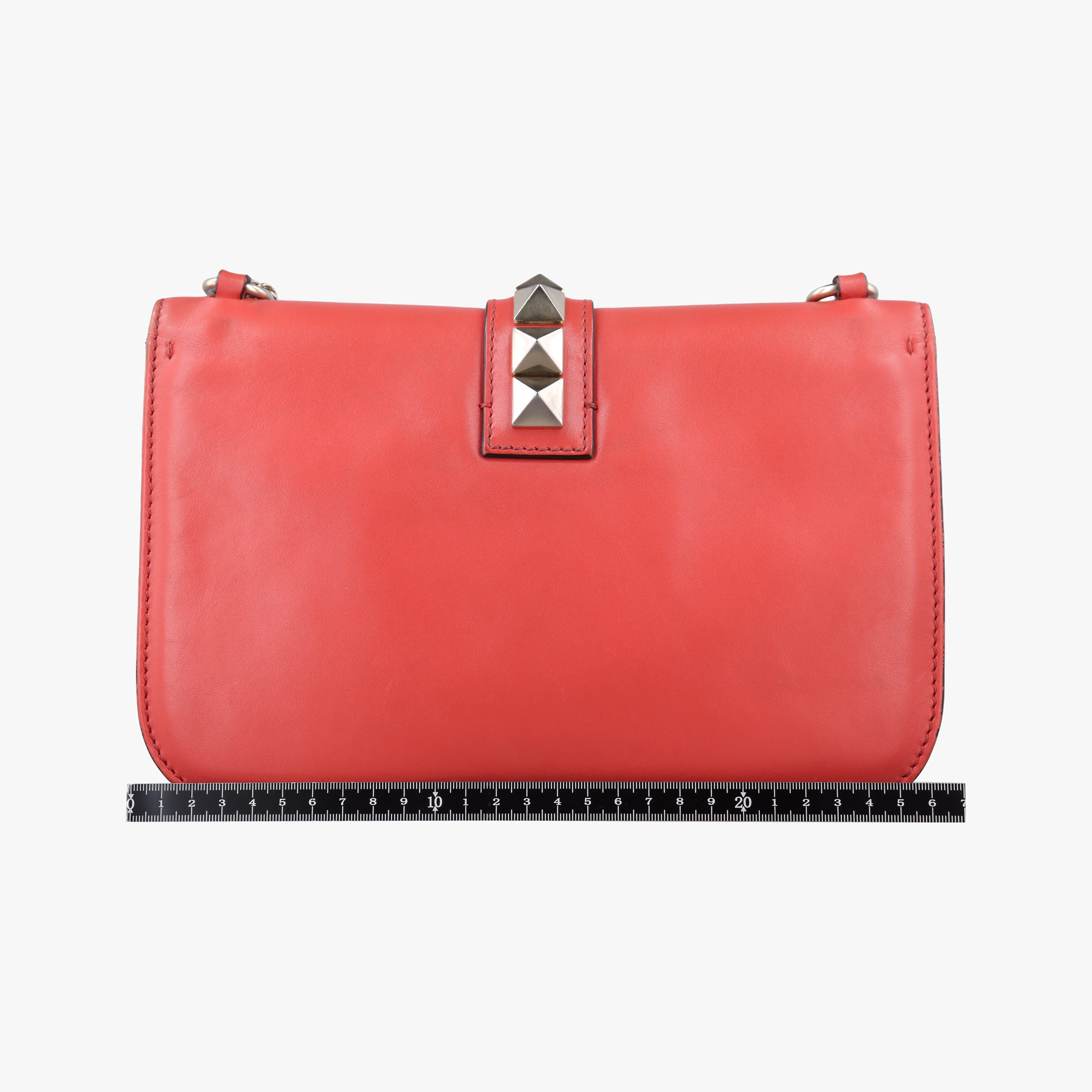 Pre-owned Valentino Rockstud Glam Lock Red Leather  shoulderbag | stylenewstar