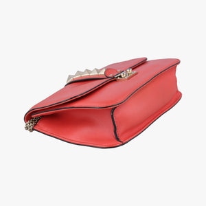 Pre-owned Valentino Rockstud Glam Lock Red Leather  shoulderbag | stylenewstar
