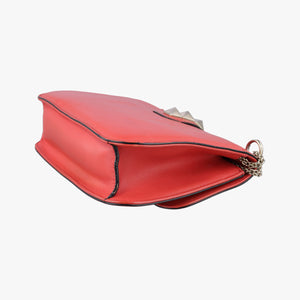 Pre-owned Valentino Rockstud Glam Lock Red Leather  shoulderbag | stylenewstar