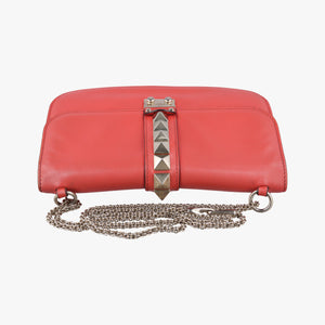 Pre-owned Valentino Rockstud Glam Lock Red Leather  shoulderbag | stylenewstar