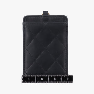 Pre-owned Chanel CC Logo Matelasse Card Case Black lambskin AP0711 shoulderbag | stylenewstar