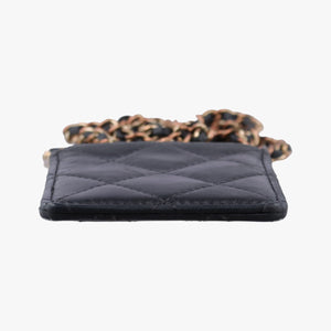 Pre-owned Chanel CC Logo Matelasse Card Case Black lambskin AP0711 shoulderbag | stylenewstar