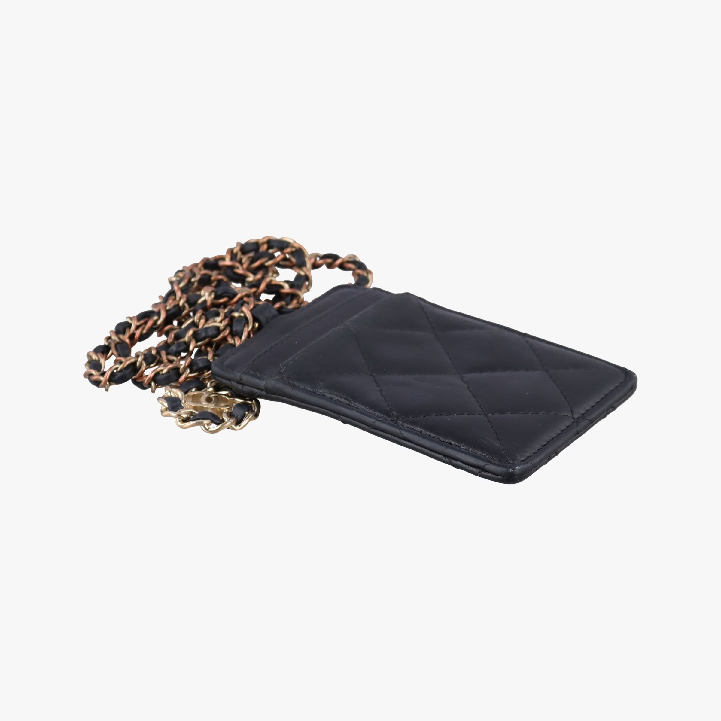Pre-owned Chanel CC Logo Matelasse Card Case Black lambskin AP0711 shoulderbag | stylenewstar