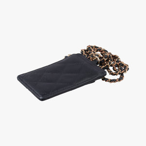 Pre-owned Chanel CC Logo Matelasse Card Case Black lambskin AP0711 shoulderbag | stylenewstar