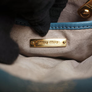Pre-owned Miu Miu Push-Lock Flap Blue Leather  shoulderbag | stylenewstar