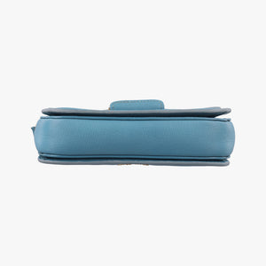 Pre-owned Miu Miu Push-Lock Flap Blue Leather  shoulderbag | stylenewstar