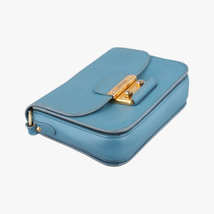 Pre-owned Miu Miu Push-Lock Flap Blue Leather  shoulderbag | stylenewstar