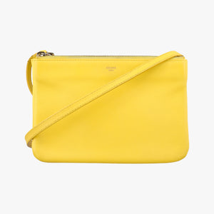 Pre-owned Celine TRIO Yellow Leather  shoulderbag | stylenewstar