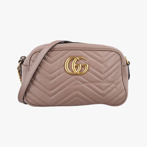 Pre-owned Gucci GG Marmont beige Leather 447632 shoulderbag | stylenewstar